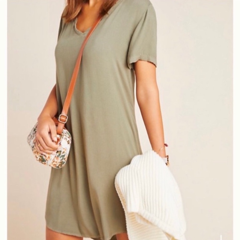 Anthro Cloth&Stone olive green high low dress